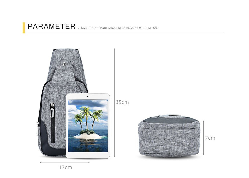 Guapabien Casual USB Charge Port Cable Shoulder Crossbody Chest Bag Guapabien Casual USB Charge Port Cable Shoulder Crossbody Chest Bag