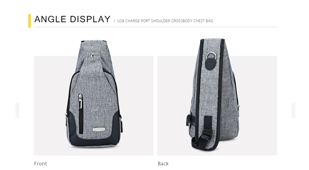 Guapabien Casual USB Charge Port Cable Shoulder Crossbody Chest Bag Guapabien Casual USB Charge Port Cable Shoulder Crossbody Chest Bag