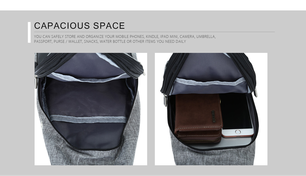 Guapabien Casual USB Charge Port Cable Shoulder Crossbody Chest Bag Guapabien Casual USB Charge Port Cable Shoulder Crossbody Chest Bag