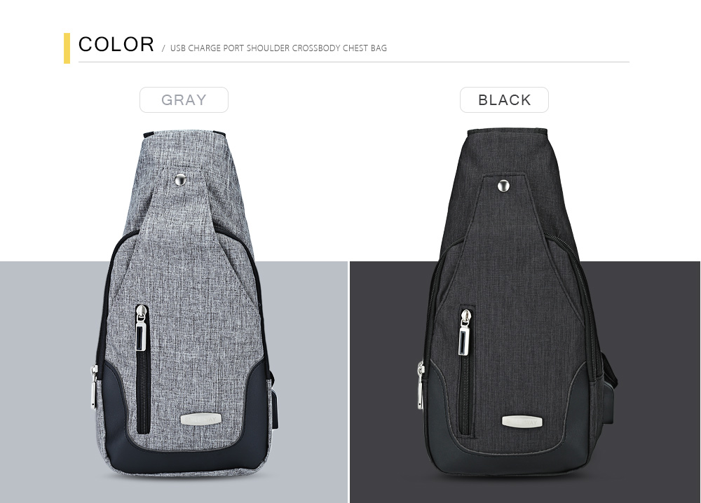Guapabien Casual USB Charge Port Cable Shoulder Crossbody Chest Bag Guapabien Casual USB Charge Port Cable Shoulder Crossbody Chest Bag