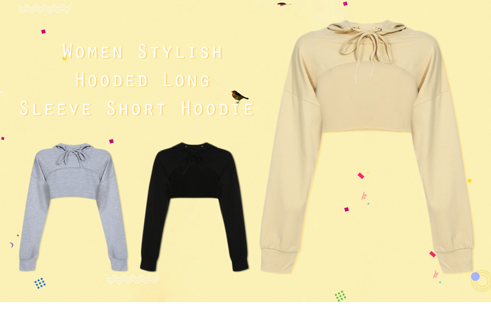 Stylish Hooded Long Sleeve Short Women Hoodie
