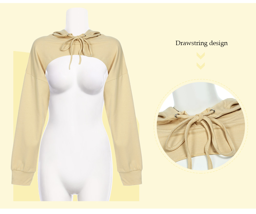 Stylish Hooded Long Sleeve Short Women Hoodie