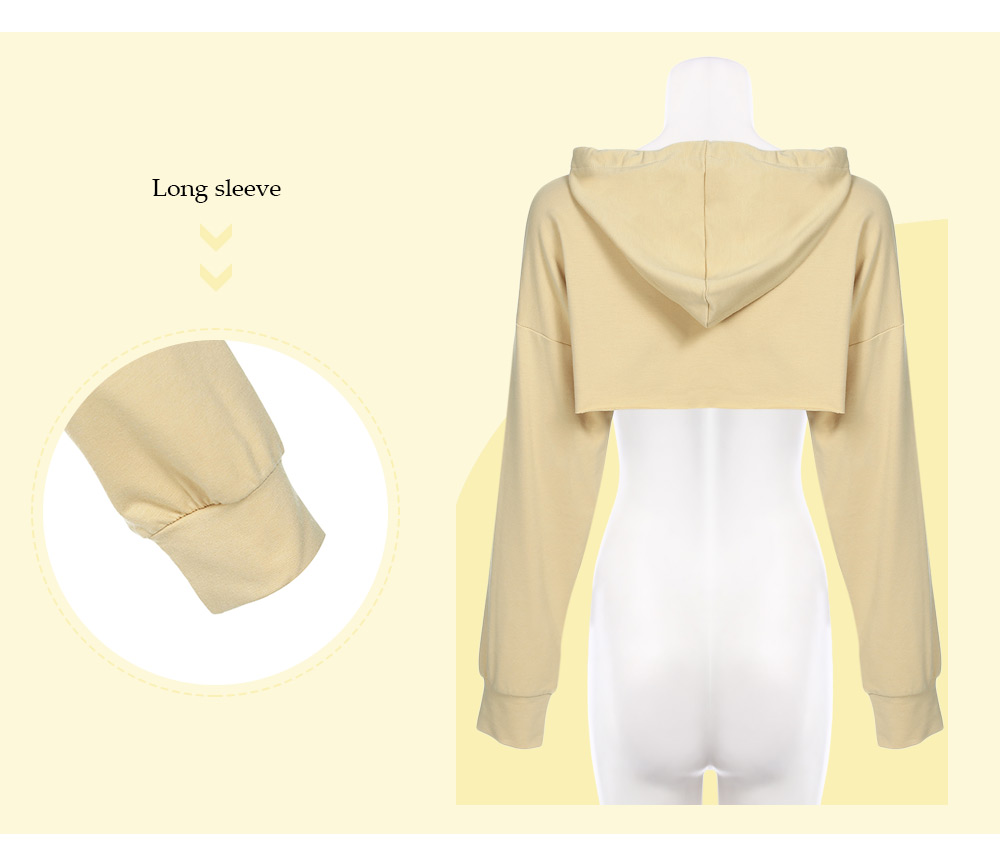 Stylish Hooded Long Sleeve Short Women Hoodie