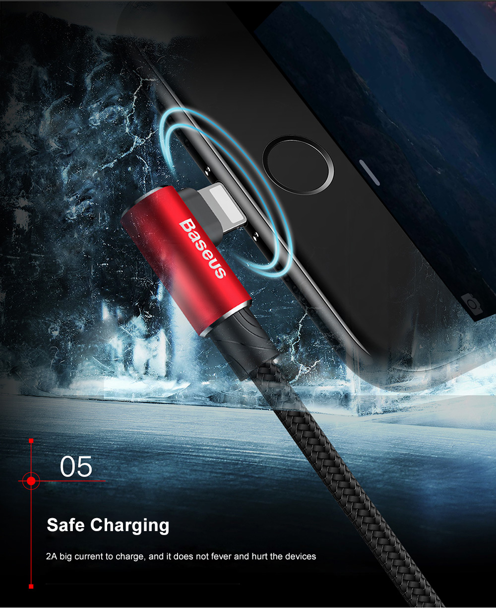 Baseus MVP Elbow Type 8 Pin Cable 2A Fast Charging Data Transmission Sync Cord 1M Baseus MVP Elbow Type 8 Pin Cable 2A Fast Charging Data Transmission Sync Cord 1M