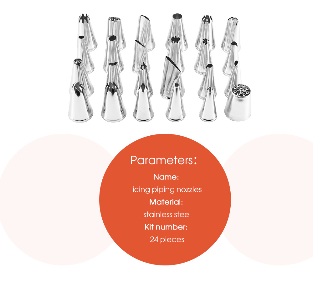 24pcs Stainless Steel Buttercream Icing Piping Nozzles Baking Tools Cake Decorating Molds 24pcs Stainless Steel Buttercream Icing Piping Nozzles Baking Tools Cake Decorating Molds