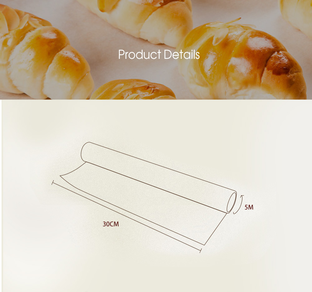 5m x 30cm Non-stick Parchment Paper Silicone Oven Baking Mat Pad 5m x 30cm Non-stick Parchment Paper Silicone Oven Baking Mat Pad