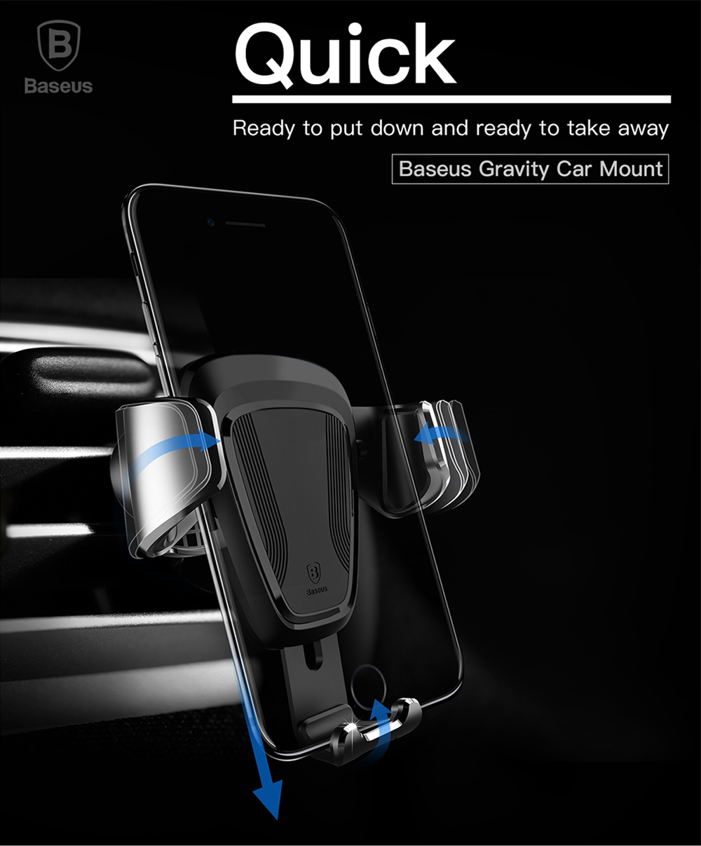 Baseus Gravity Air Vent Car Mount 360 Degree Rotation Phone Holder Cradle