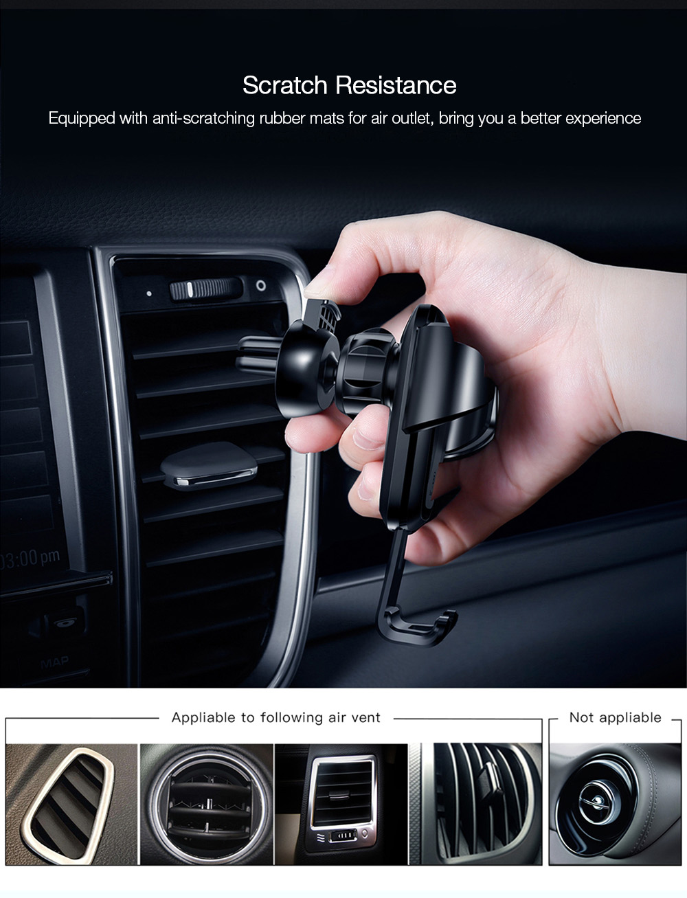 Baseus Gravity Air Vent Car Mount 360 Degree Rotation Phone Holder Cradle