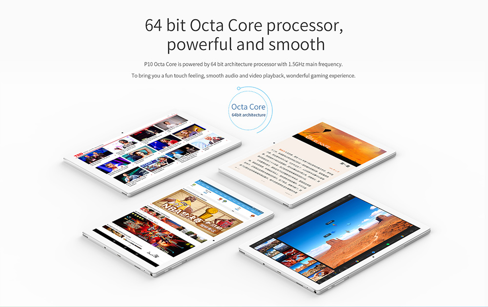 Teclast P10 Octa Core 10.1 inch Tablet PC Android 7.1 Rockchip RK3368 1.5GHz 2GB RAM 32GB ROM Dual WiFi ameras OTG