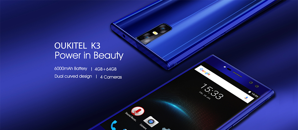 OUKITEL K3 4G Phablet 5.5 inch Android 7.0 MTK6750T Octa Core 1.5GHz 4GB RAM 64GB ROM 6000mAh Battery Four Cameras Fingerprint Scanner OUKITEL K3 4G Phablet 5.5 inch Android 7.0 MTK6750T Octa Core 1.5GHz 4GB RAM 64GB ROM 6000mAh Battery Four Cameras Fingerprint Scanner