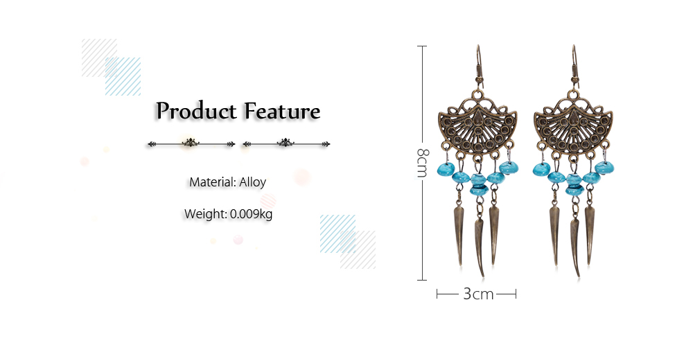 Trendy Bohemian Metal Decoration Fringed Beads Women Drop Earrings Trendy Bohemian Metal Decoration Fringed Beads Women Drop Earrings