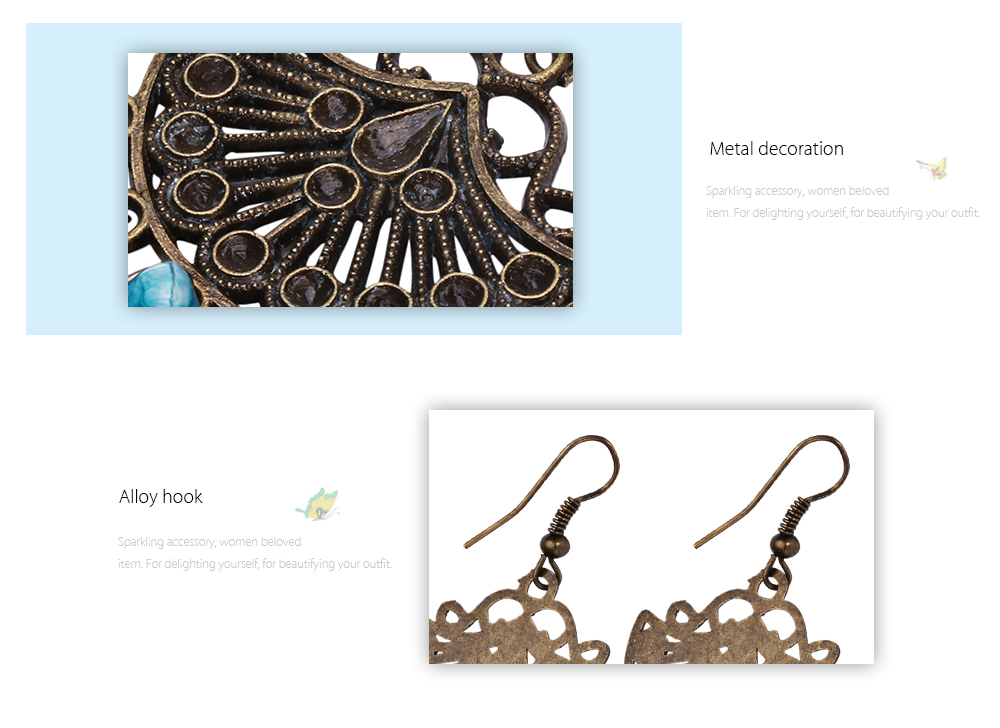 Trendy Bohemian Metal Decoration Fringed Beads Women Drop Earrings Trendy Bohemian Metal Decoration Fringed Beads Women Drop Earrings