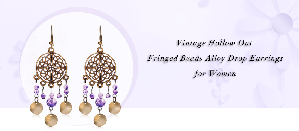 Vintage Hollow Out Fringed Beads Alloy Women Drop Earrings Vintage Hollow Out Fringed Beads Alloy Women Drop Earrings