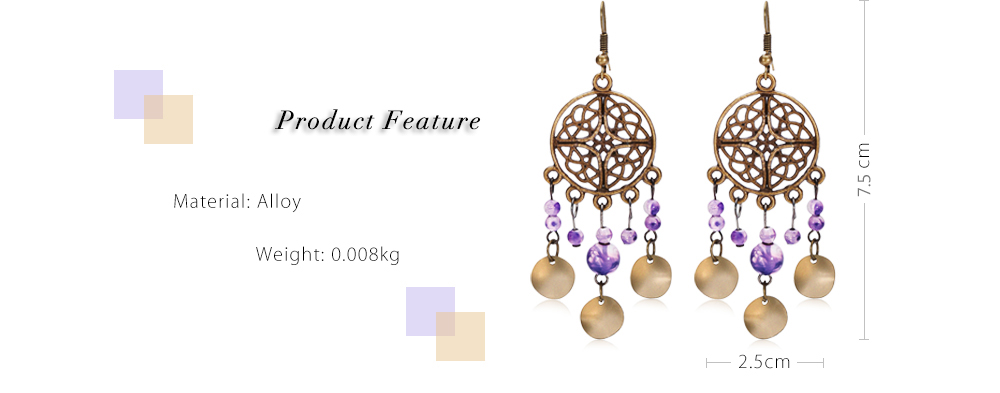Vintage Hollow Out Fringed Beads Alloy Women Drop Earrings Vintage Hollow Out Fringed Beads Alloy Women Drop Earrings