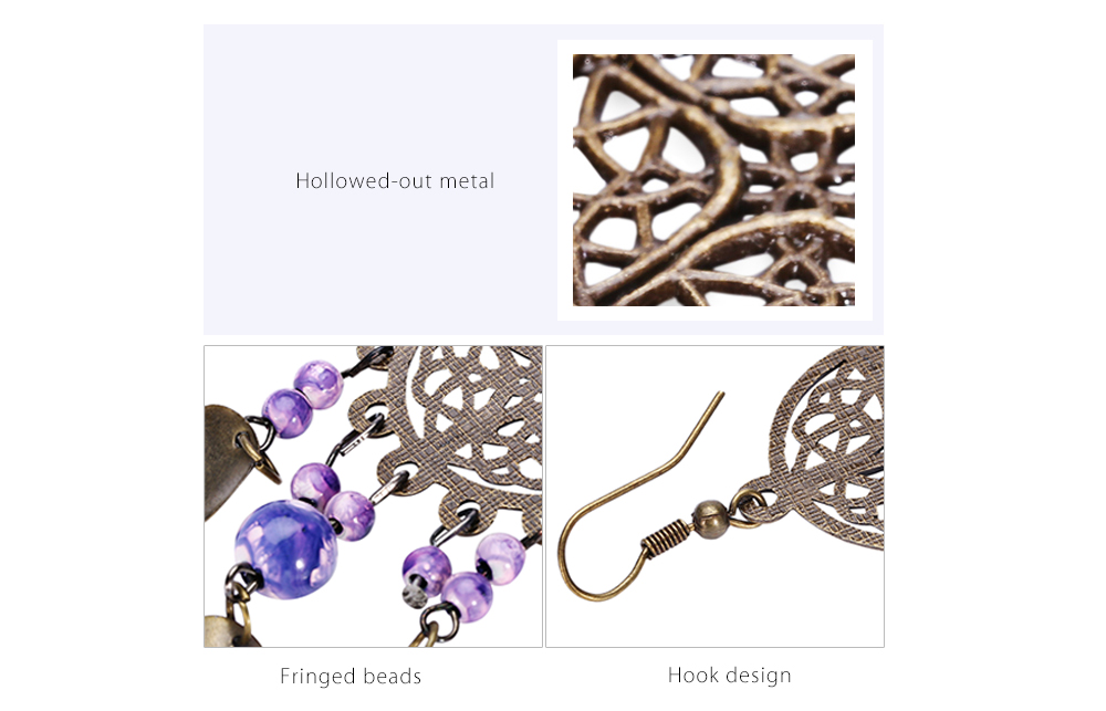 Vintage Hollow Out Fringed Beads Alloy Women Drop Earrings Vintage Hollow Out Fringed Beads Alloy Women Drop Earrings