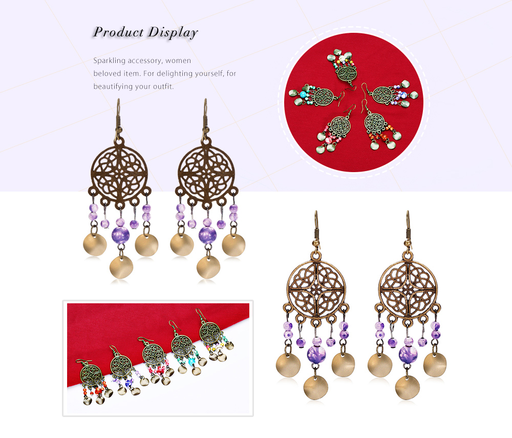 Vintage Hollow Out Fringed Beads Alloy Women Drop Earrings Vintage Hollow Out Fringed Beads Alloy Women Drop Earrings