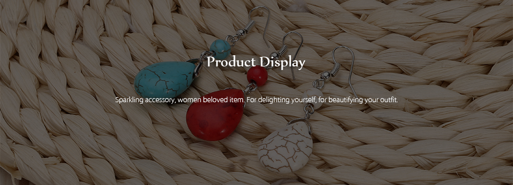 Bohemian Style Women Turquoise Bead Pendant Hook Drop Earrings Bohemian Style Women Turquoise Bead Pendant Hook Drop Earrings