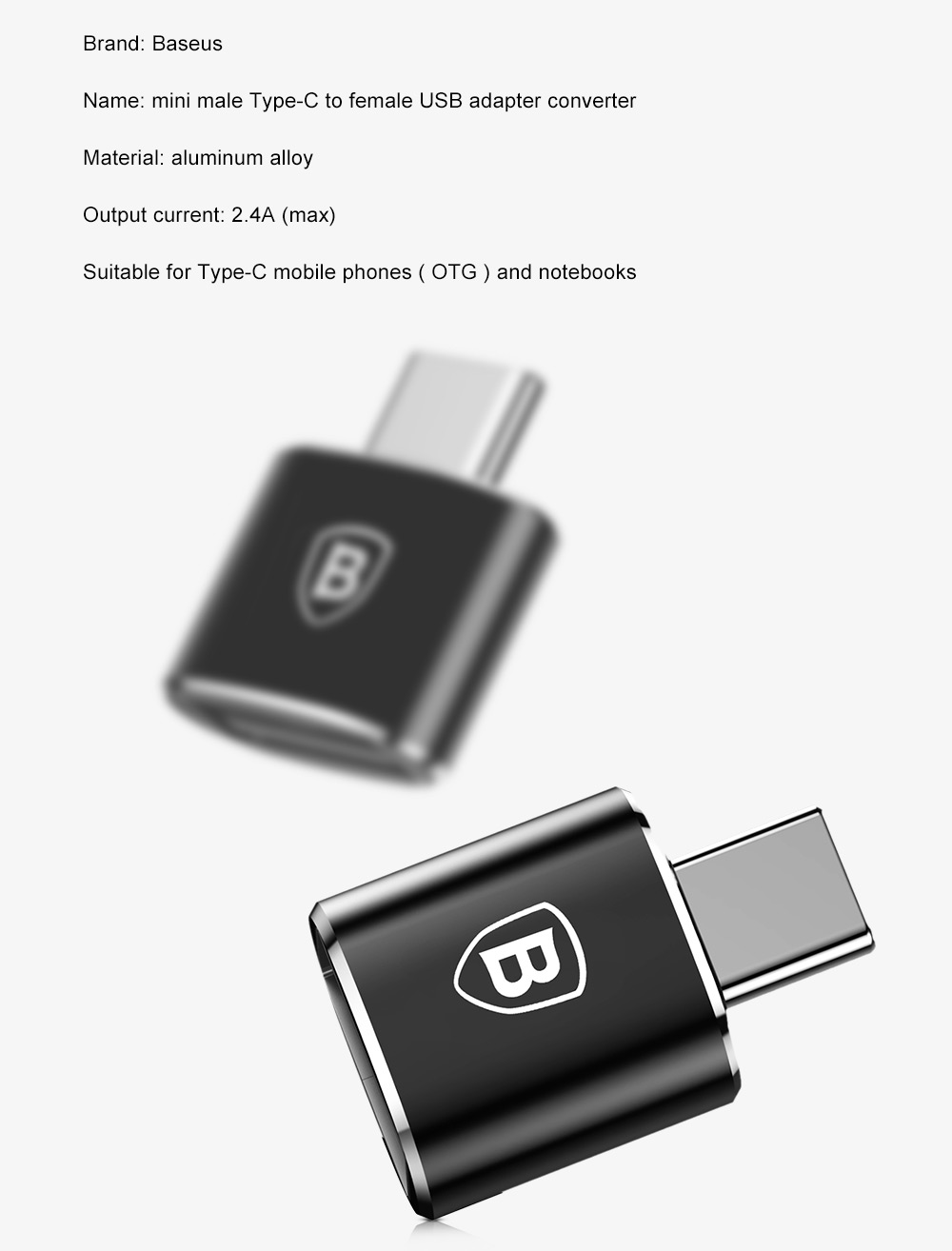 Baseus Mini OTG Male Type-C to Female USB Converter Charging Data Adapter Baseus Mini OTG Male Type-C to Female USB Converter Charging Data Adapter