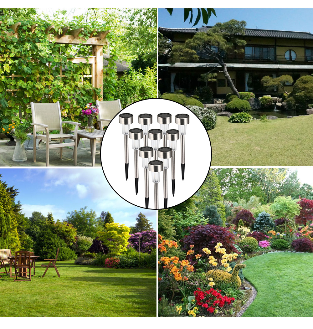 10pcs Outdoor Solar Powered Waterproof LED Courtyard Lawn Lamp 10pcs Outdoor Solar Powered Waterproof LED Courtyard Lawn Lamp