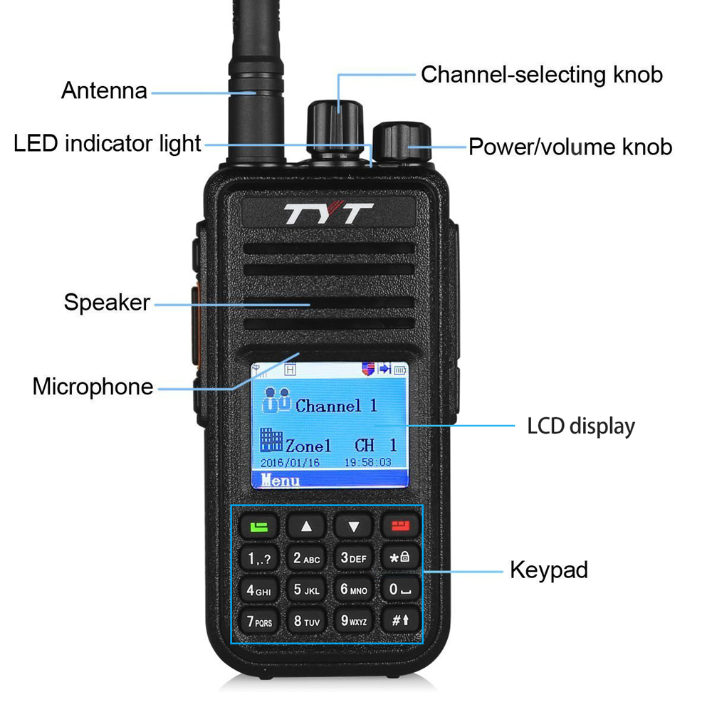 TYT MD - 380 DMR Portable Walkie Talkie Digital Two-way Radio Transceiver TYT MD - 380 DMR Portable Walkie Talkie Digital Two-way Radio Transceiver