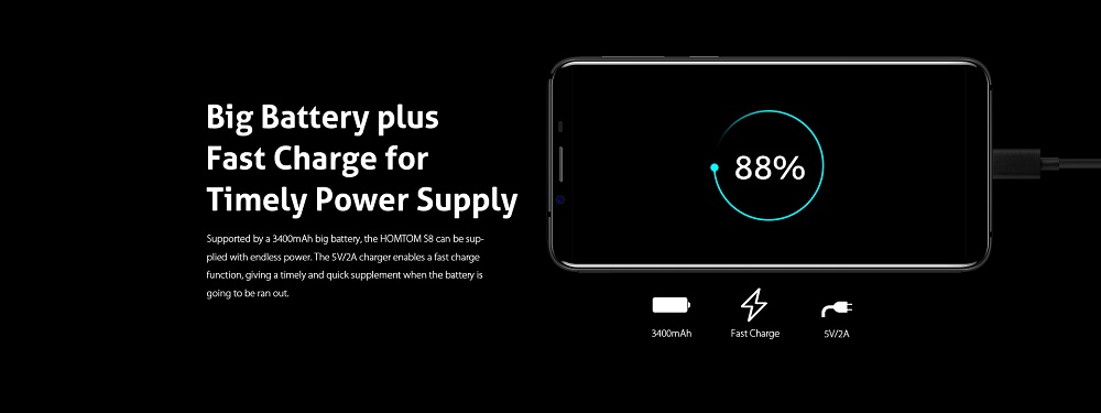 HOMTOM S8 4G Smartphone 5.7 inch MTK6750T Smart Gesture Finger Scanner 4GB RAM 64GB ROM 16.0MP + 5.0MP