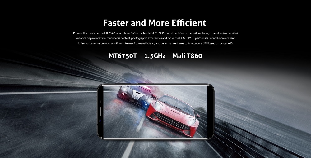 HOMTOM S8 4G Smartphone 5.7 inch MTK6750T Smart Gesture Finger Scanner 4GB RAM 64GB ROM 16.0MP + 5.0MP