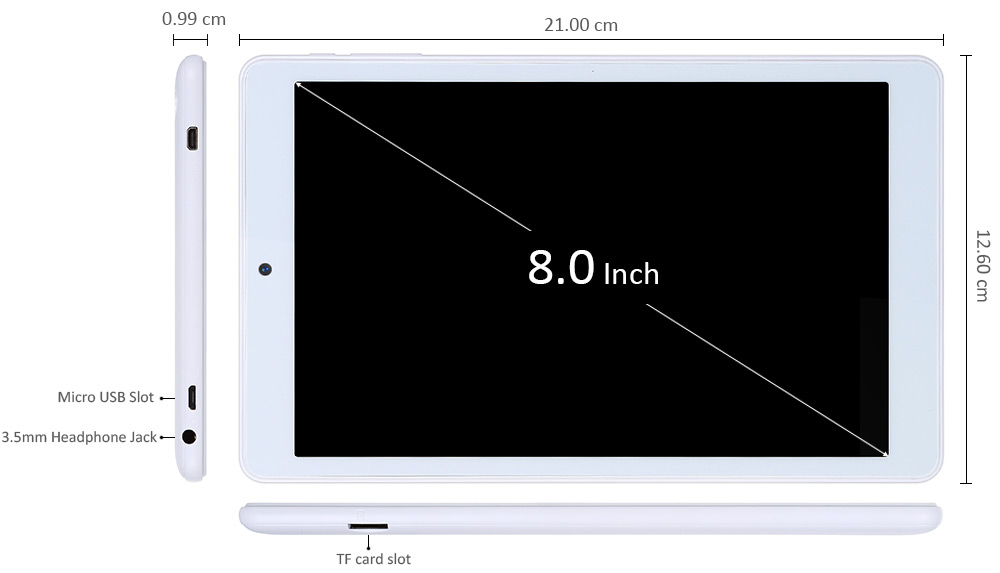 Teclast P80h 8 inch Android 5.1 Tablet PC MTK8163 64bit Quad Core 1.3GHz WXGA IPS Screen 1GB RAM+ 8GB ROM Dual WiFi GPS Bluetooth 4.0