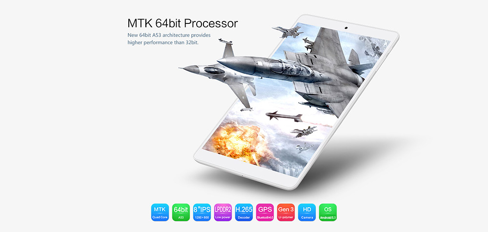 Teclast P80h 8 inch Android 5.1 Tablet PC MTK8163 64bit Quad Core 1.3GHz WXGA IPS Screen 1GB RAM+ 8GB ROM Dual WiFi GPS Bluetooth 4.0