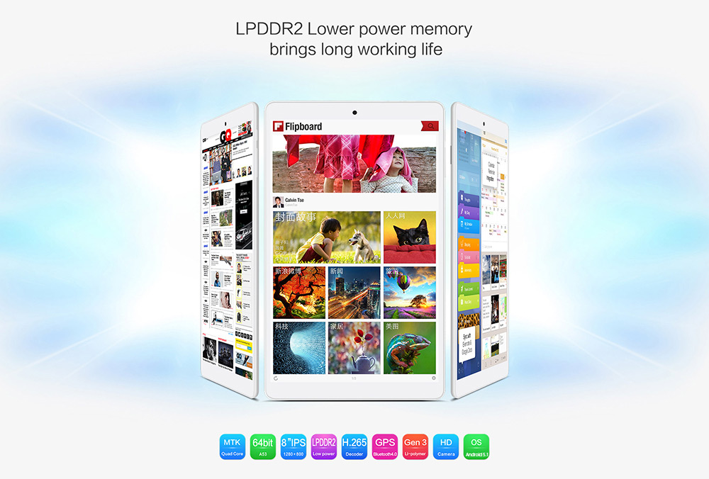 Teclast P80h 8 inch Android 5.1 Tablet PC MTK8163 64bit Quad Core 1.3GHz WXGA IPS Screen 1GB RAM+ 8GB ROM Dual WiFi GPS Bluetooth 4.0