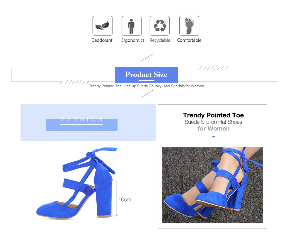 Trendy Pointed Toe Lace-up Suede Chunky Heel Shoes Women Sandals Trendy Pointed Toe Lace-up Suede Chunky Heel Shoes Women Sandals