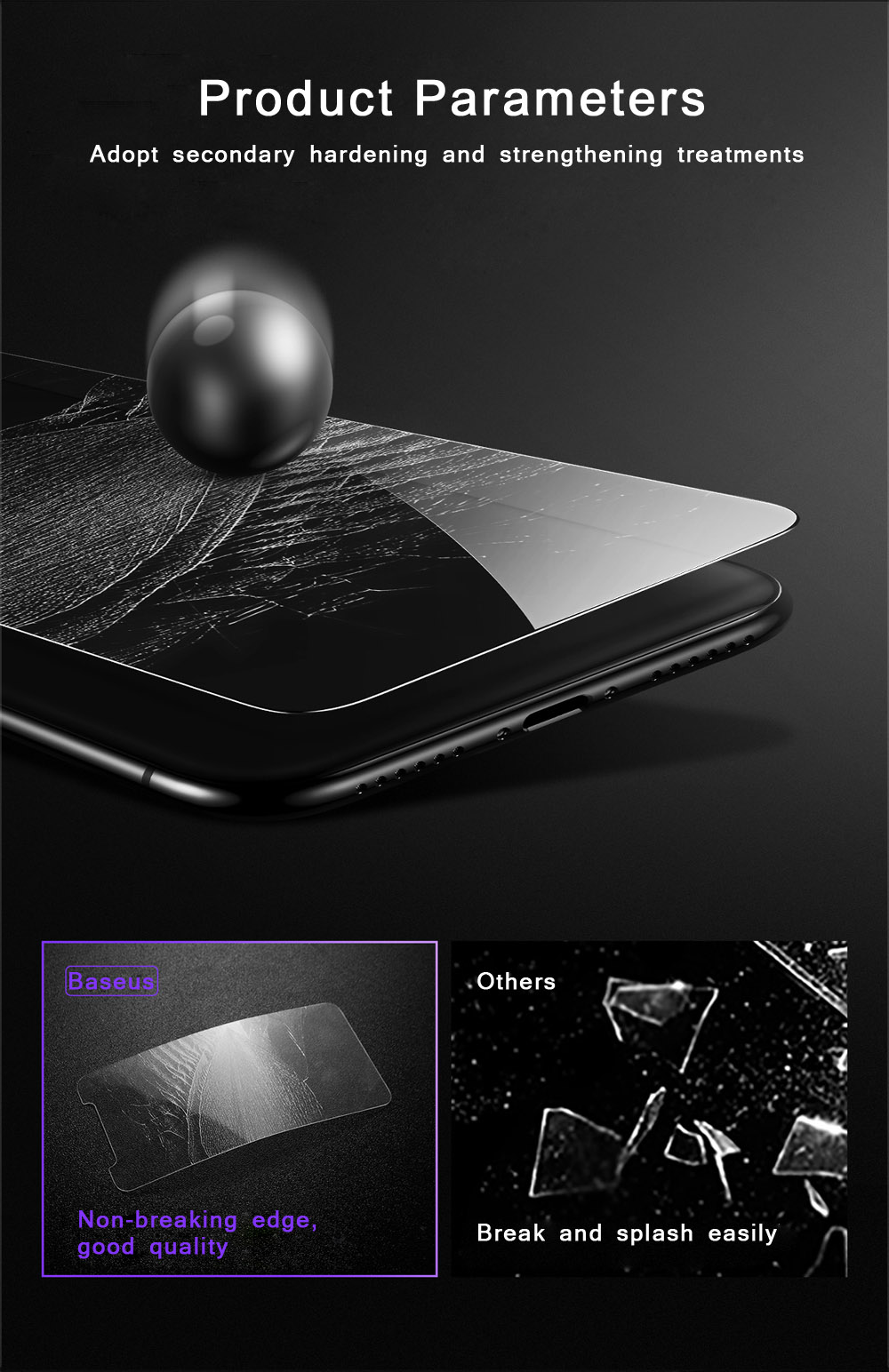 Baseus Tempered Glass Shatterproof Non Full Screen Anti-blue Protective Film (Secondary Hardening) for iPhone 8 0.15mm Baseus Tempered Glass Shatterproof Non Full Screen Anti-blue Protective Film (Secondary Hardening) for iPhone 8 0.15mm