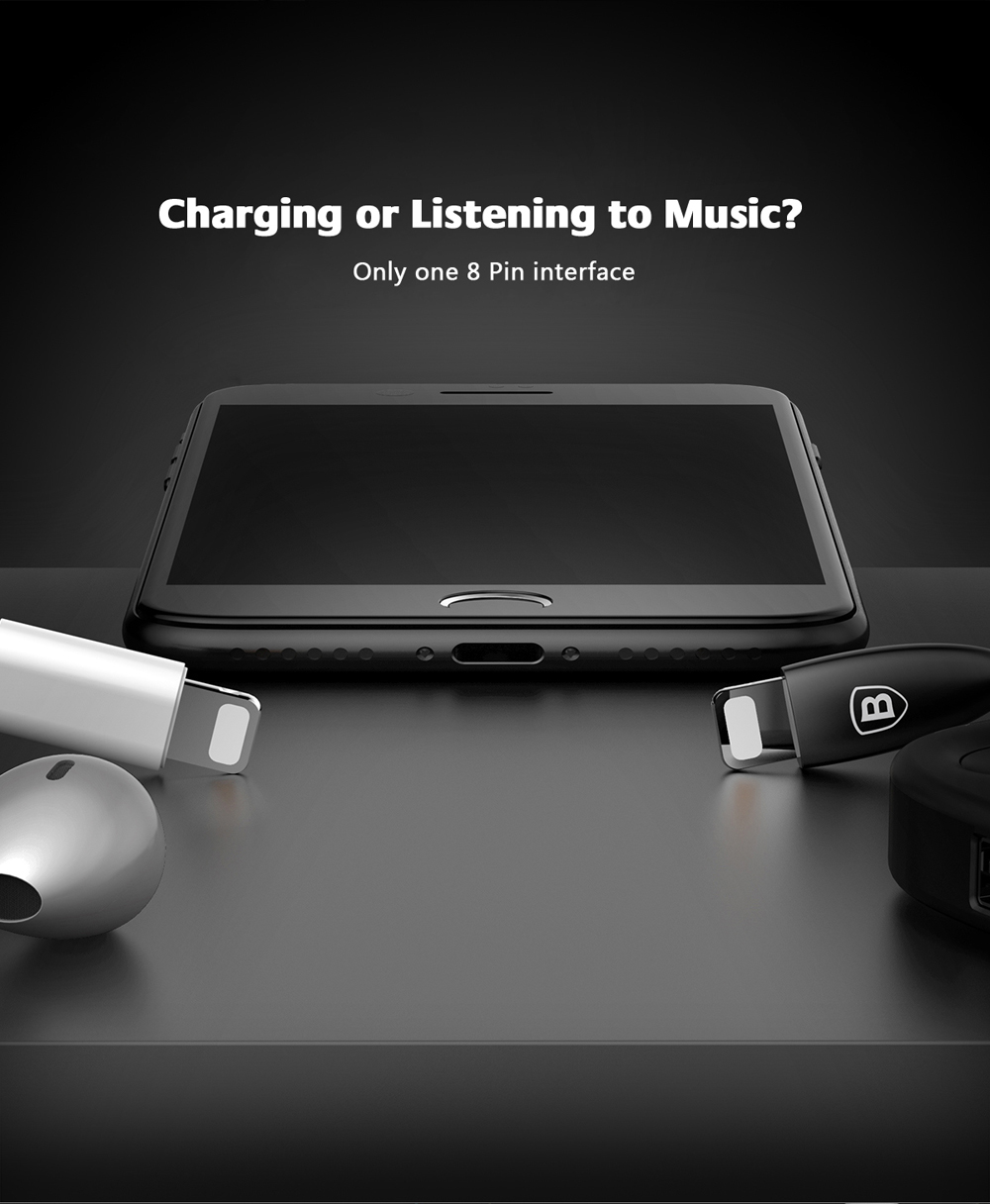 Baseus L37 Male to Dual Female 8 Pin Audio Adapter Headphone Charging Connector for iPhone 7 / 7 Plus 12cm Baseus L37 Male to Dual Female 8 Pin Audio Adapter Headphone Charging Connector for iPhone 7 / 7 Plus 12cm