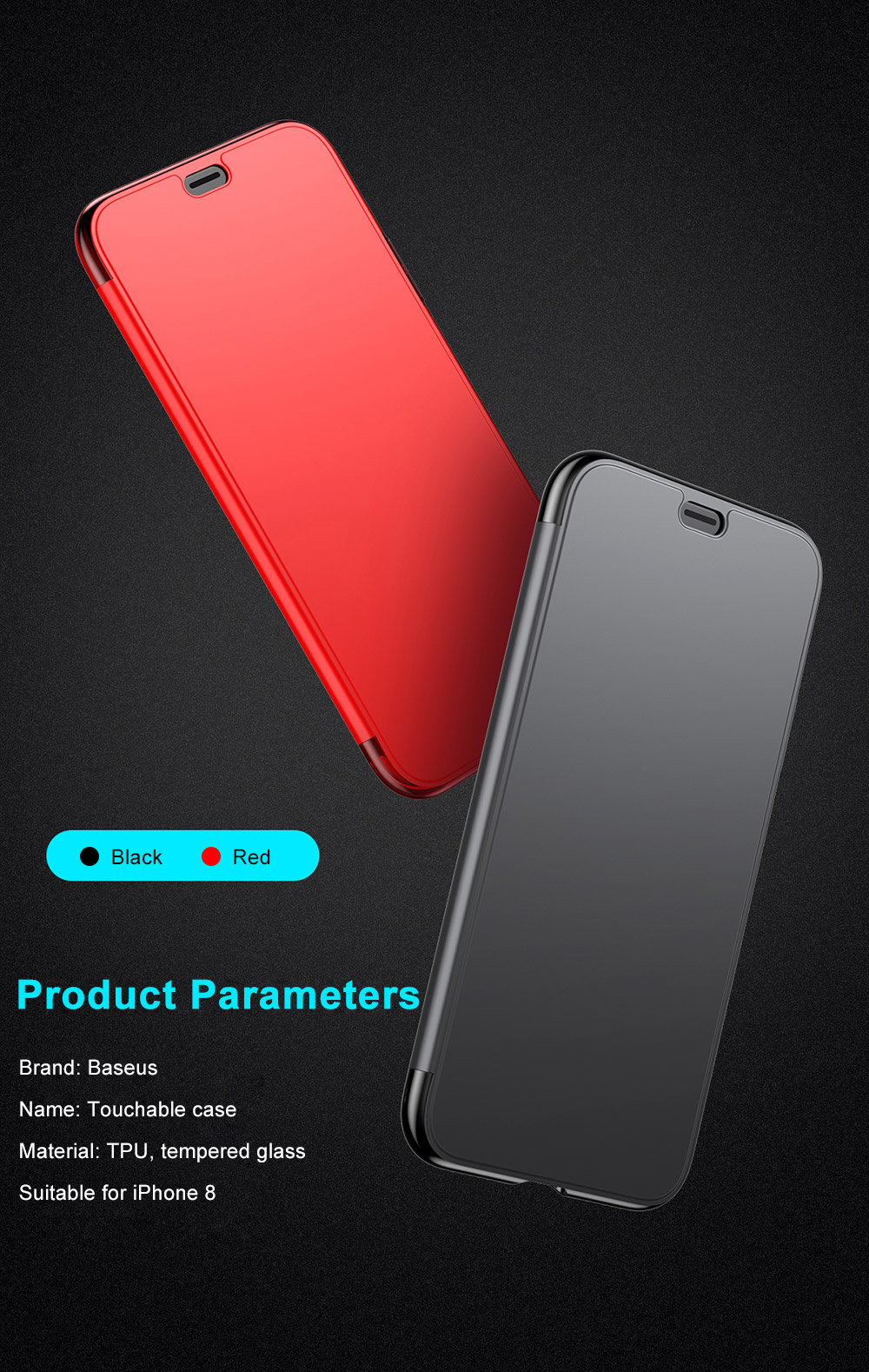 Baseus Touchable Case Tempered Film Touch Screen Flip Protective TPU Cover for iPhone 8 Baseus Touchable Case Tempered Film Touch Screen Flip Protective TPU Cover for iPhone 8