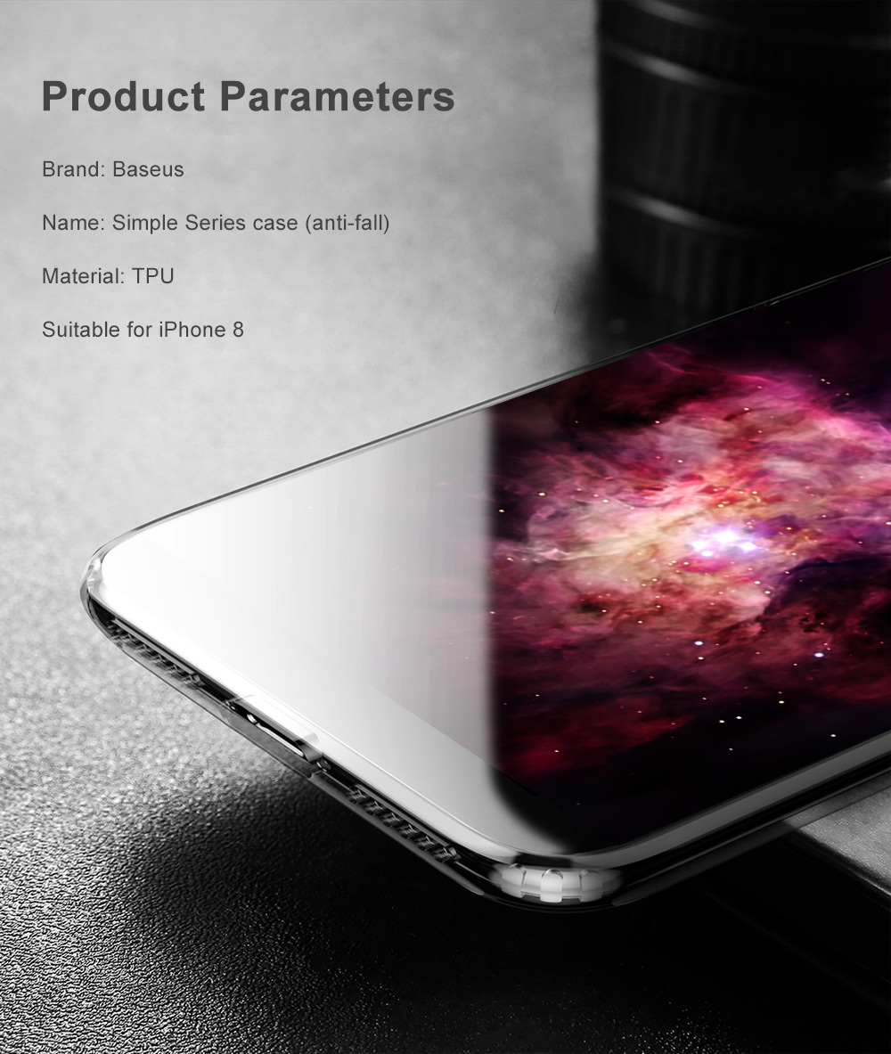 Baseus Simple Series (Anti-fall) Clear TPU Case Back Cover for iPhone 8 Baseus Simple Series (Anti-fall) Clear TPU Case Back Cover for iPhone 8