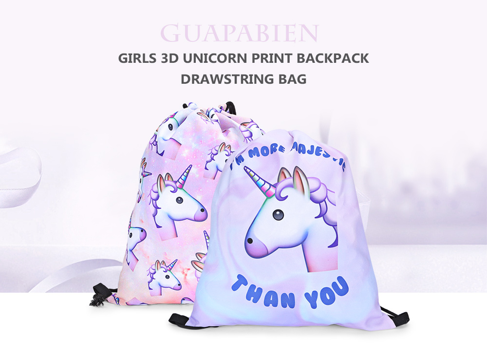 Guapabien Traveling Girls 3D Unicorn Print Drawstring Backpack Cinch Bag Sackpack Guapabien Traveling Girls 3D Unicorn Print Drawstring Backpack Cinch Bag Sackpack