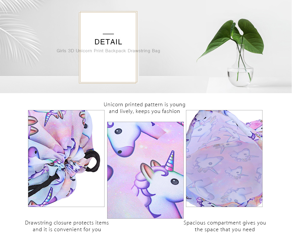 Guapabien Traveling Girls 3D Unicorn Print Drawstring Backpack Cinch Bag Sackpack Guapabien Traveling Girls 3D Unicorn Print Drawstring Backpack Cinch Bag Sackpack