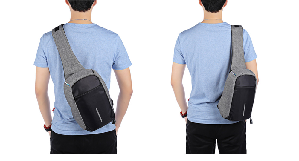 Guapabien Sling Shoulder Chest Bag for Men with USB Charging Port Headphone Hole Guapabien Sling Shoulder Chest Bag for Men with USB Charging Port Headphone Hole