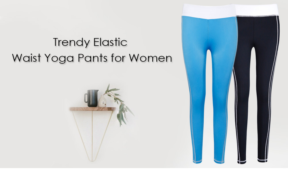 Trendy Elastic Waist Heart Print Spliced Skinny Women Yoga Pants