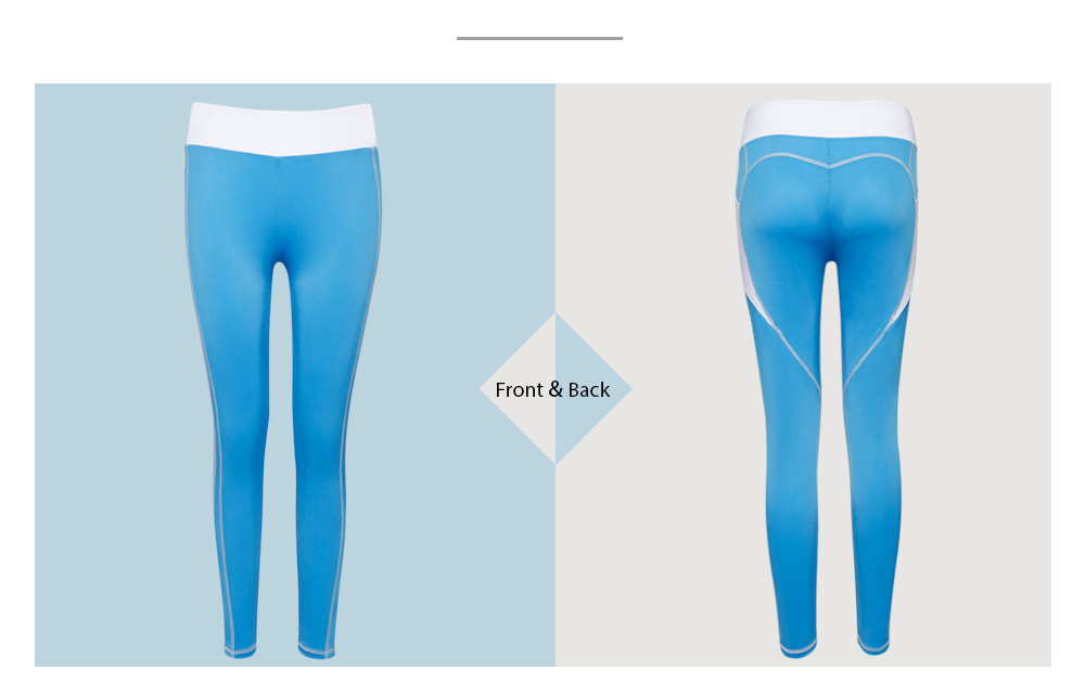 Trendy Elastic Waist Heart Print Spliced Skinny Women Yoga Pants
