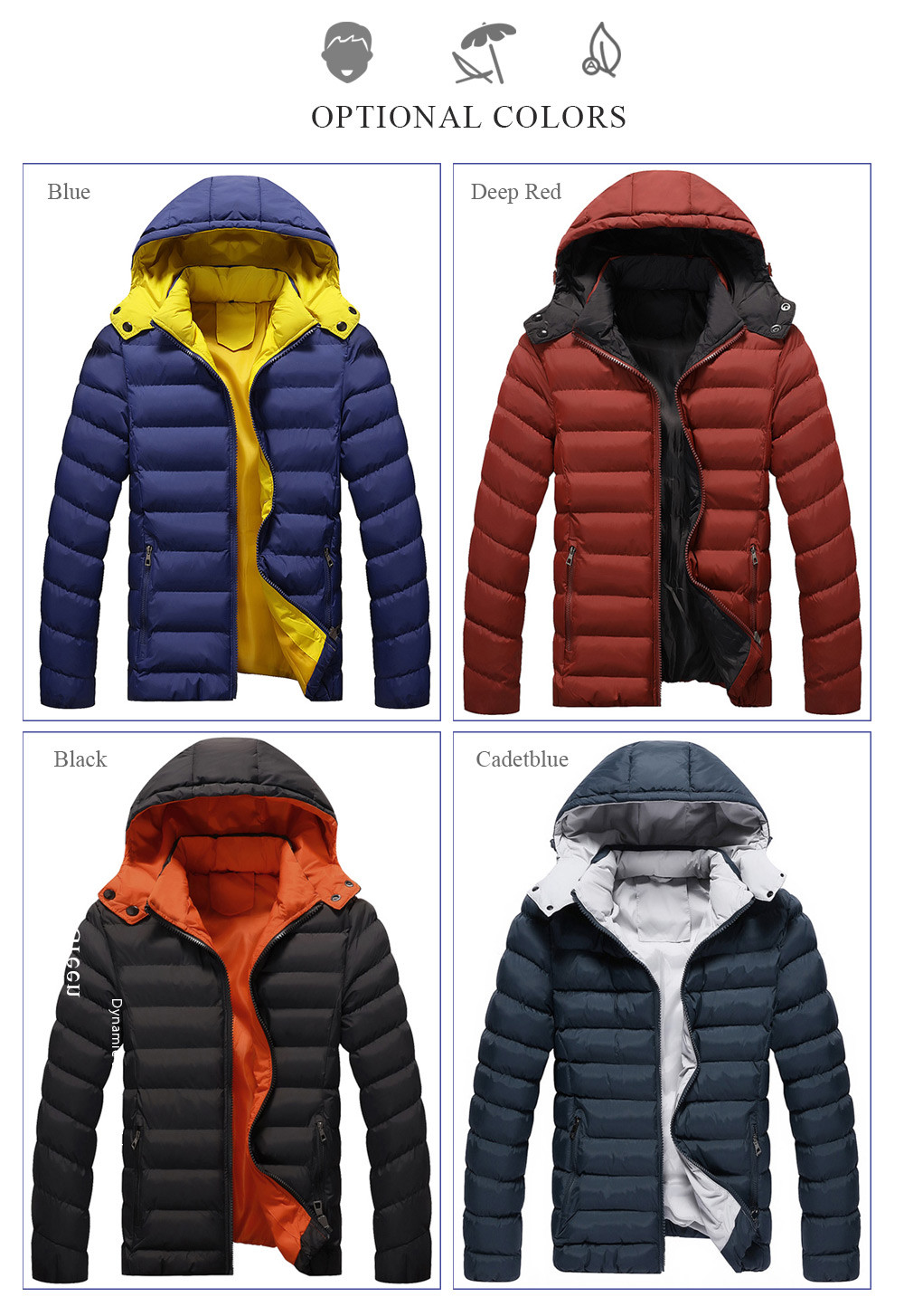 Detachable Hood Zip Up Quilted Jacket