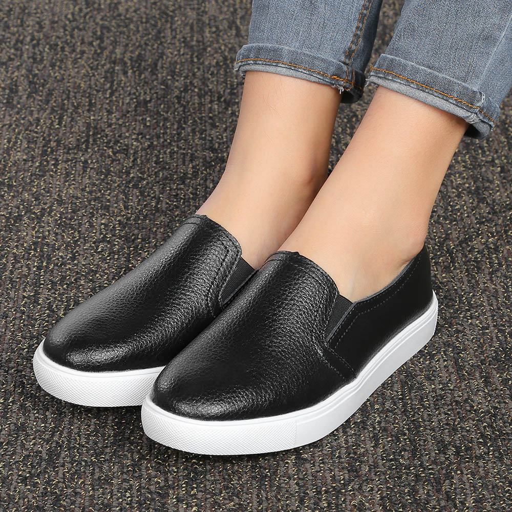 Casual Women Classic Solid Color Slip-on Platform Loafers Flat Shoes Casual Women Classic Solid Color Slip-on Platform Loafers Flat Shoes