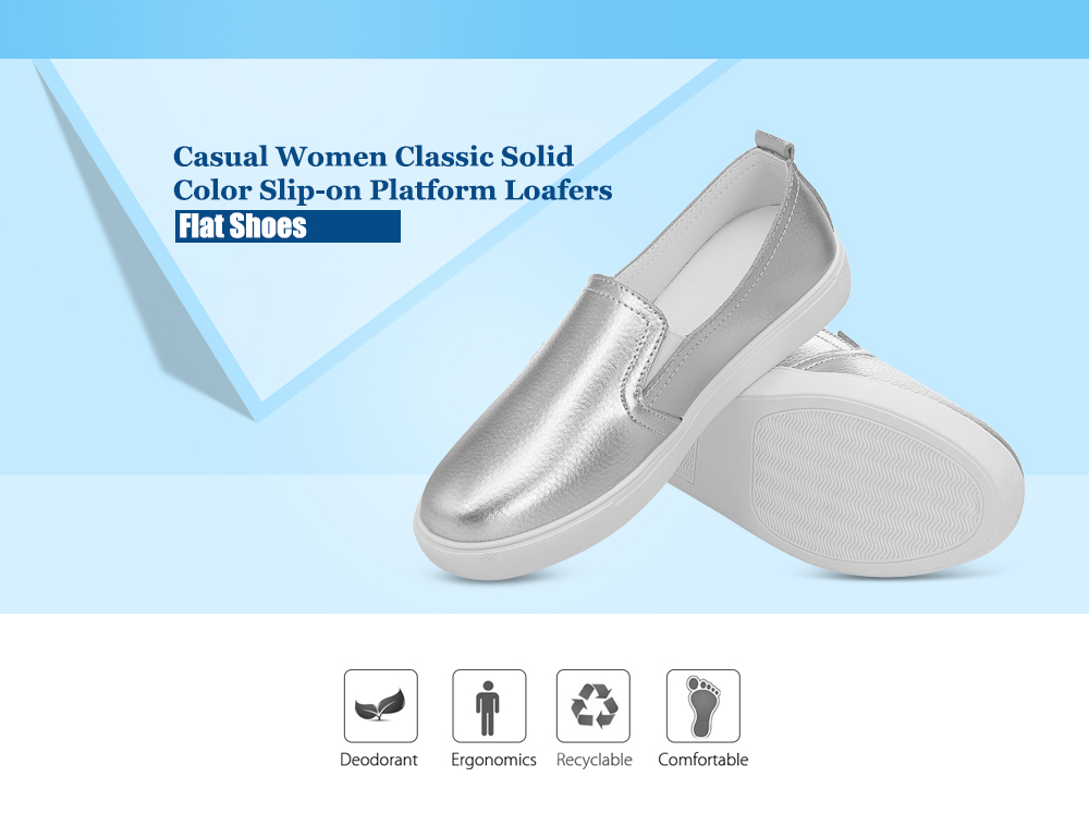 Casual Women Classic Solid Color Slip-on Platform Loafers Flat Shoes Casual Women Classic Solid Color Slip-on Platform Loafers Flat Shoes