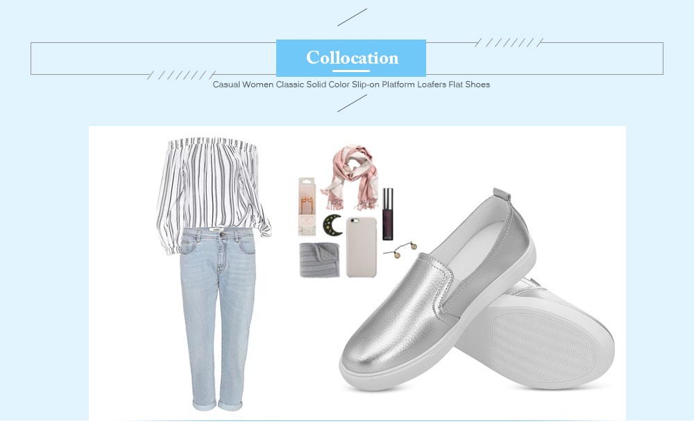 Casual Women Classic Solid Color Slip-on Platform Loafers Flat Shoes Casual Women Classic Solid Color Slip-on Platform Loafers Flat Shoes