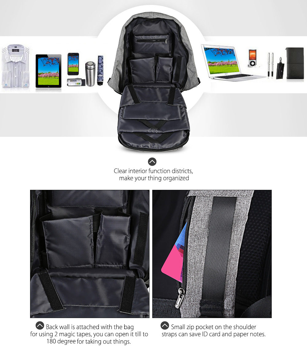 Guapabien Multifunction Outdoor Bag Laptop Travel USB Interface Backpack for Men Guapabien Multifunction Outdoor Bag Laptop Travel USB Interface Backpack for Men