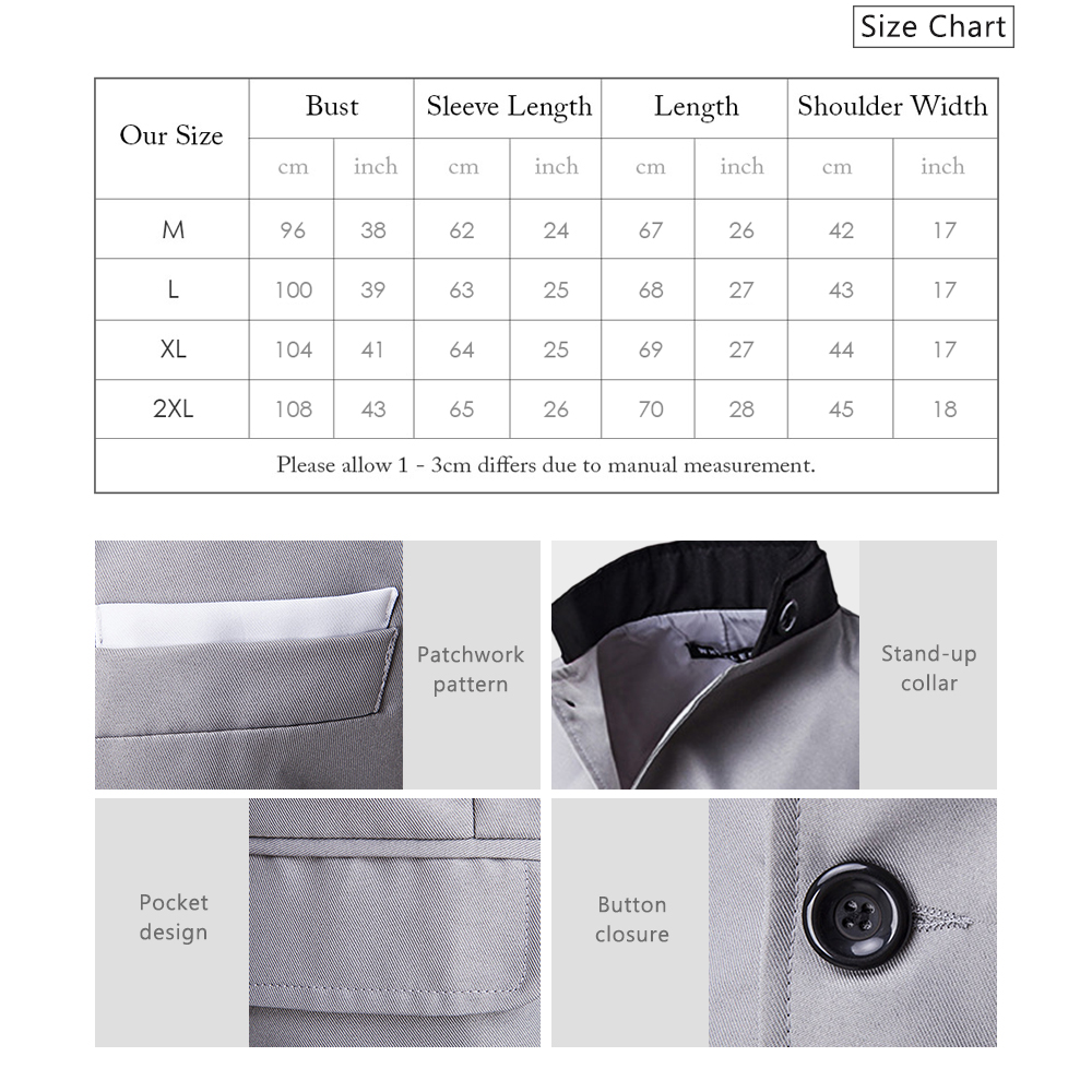 Stand-up Collar Men Patchwork Blazer Single Breasted Slim-fitting Suit Jacket