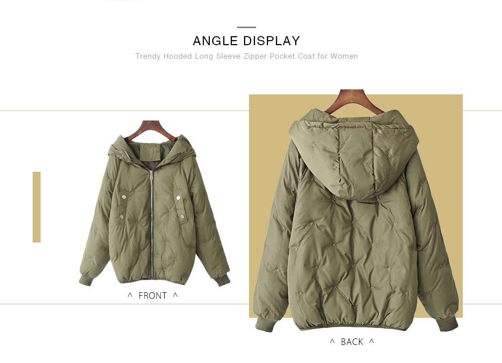 Trendy Hooded Long Sleeve Zipper Pocket Women Coat Trendy Hooded Long Sleeve Zipper Pocket Women Coat