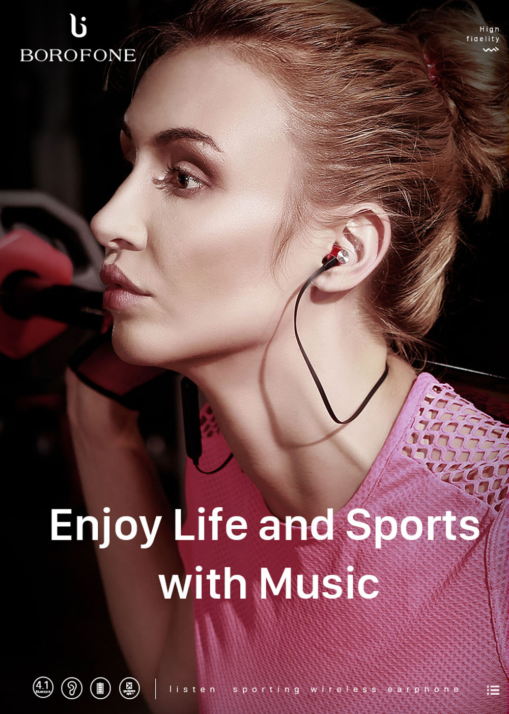 BOROFONE BE11 Waterproof Magnet Attraction Bluetooth V4.1 Sports Headphones with Microphone On-ear Control BOROFONE BE11 Waterproof Magnet Attraction Bluetooth V4.1 Sports Headphones with Microphone On-ear Control