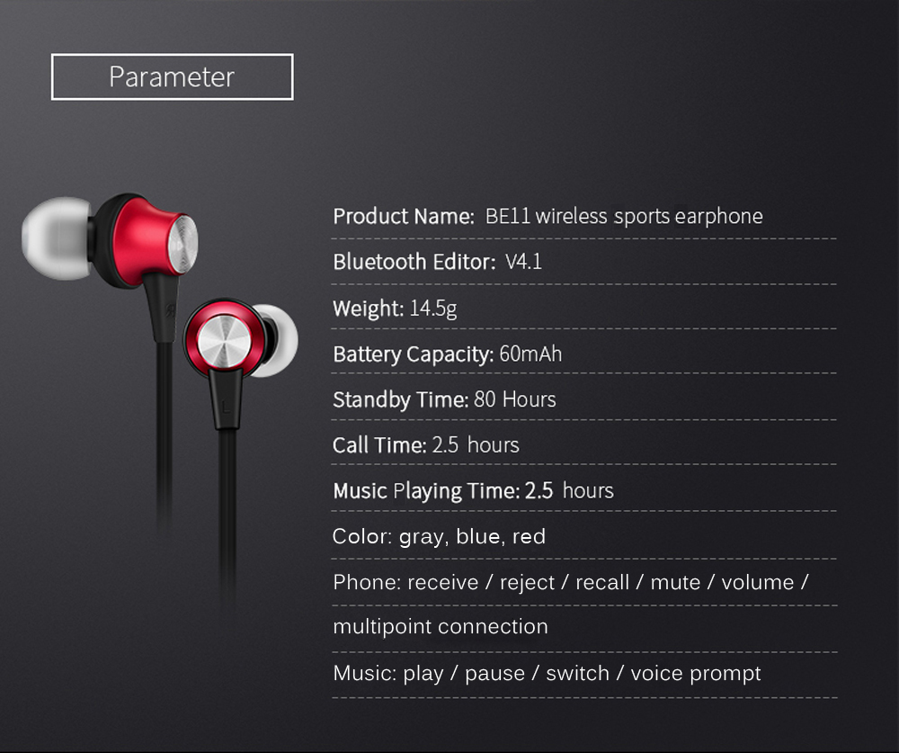 BOROFONE BE11 Waterproof Magnet Attraction Bluetooth V4.1 Sports Headphones with Microphone On-ear Control BOROFONE BE11 Waterproof Magnet Attraction Bluetooth V4.1 Sports Headphones with Microphone On-ear Control