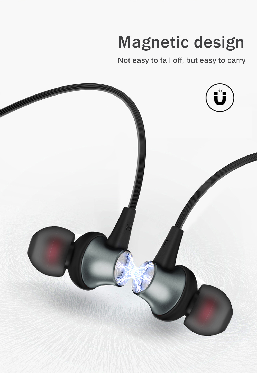 BOROFONE BE11 Waterproof Magnet Attraction Bluetooth V4.1 Sports Headphones with Microphone On-ear Control BOROFONE BE11 Waterproof Magnet Attraction Bluetooth V4.1 Sports Headphones with Microphone On-ear Control