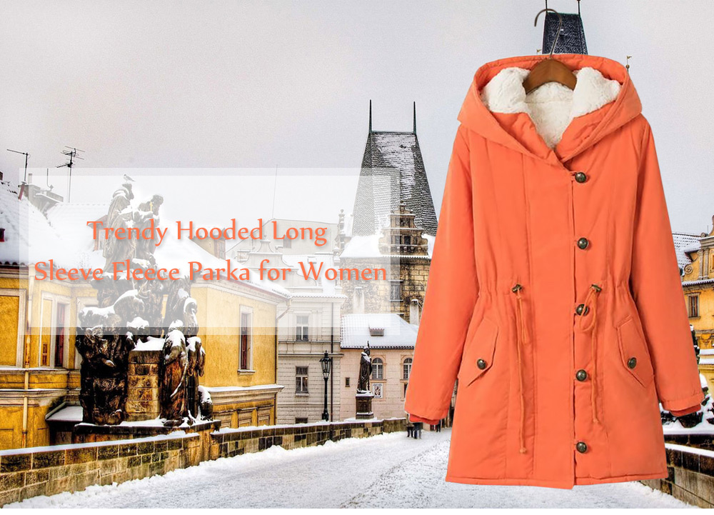 Trendy Hooded Long Sleeve Fleece Parka Women Coat Trendy Hooded Long Sleeve Fleece Parka Women Coat